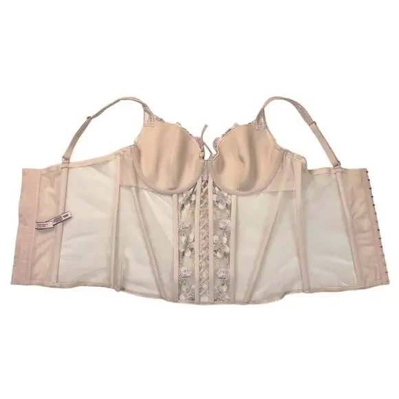 Victoria’s Secret Floral Embroidered Corset Bustier XL Coquette Festival Bridal - Picture 3 of 14